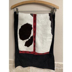 RARE Illila Cowhide Leather Skirt Red White Black Block Size Small Western